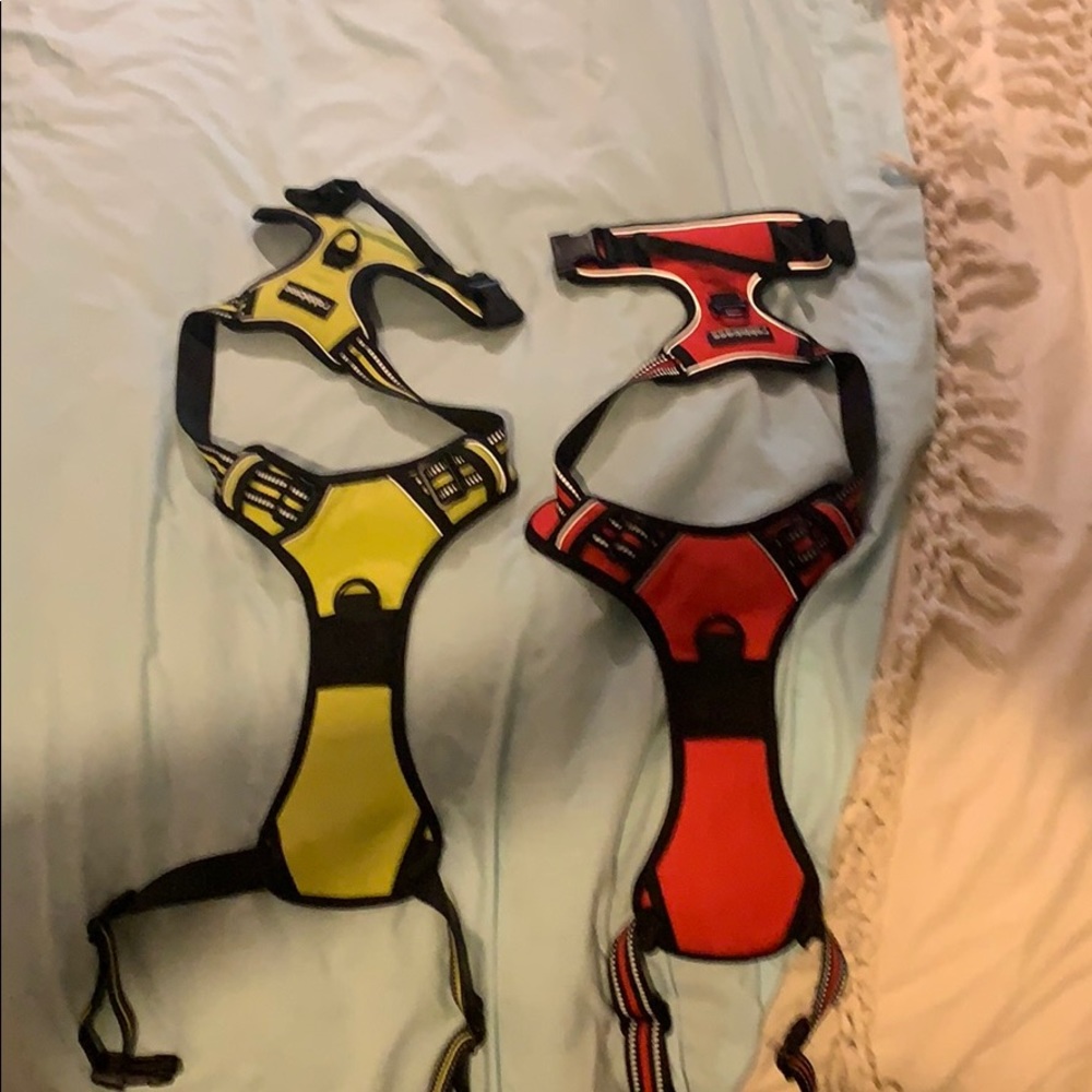 Brand new no-pull sz lg dog harness in red/lime